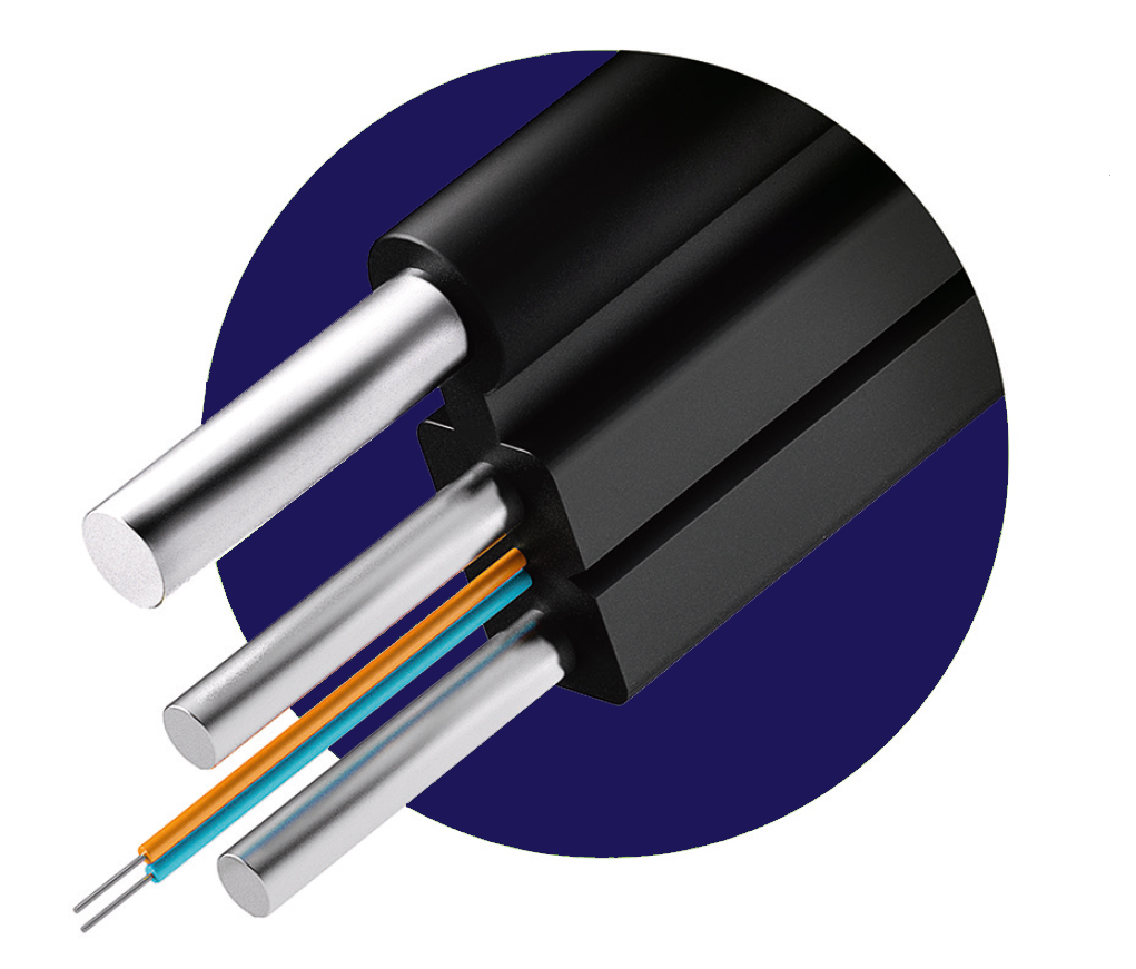 Оптический дроп кабель FTTH, 2ов, G.657А1, усилен проволокой с ВСЭ  (Steel)